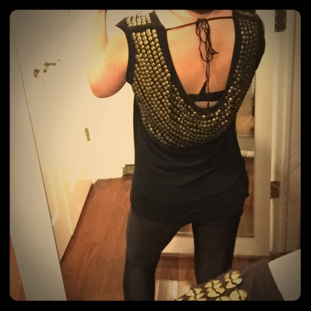 Intermix bronze beaded top sz L
